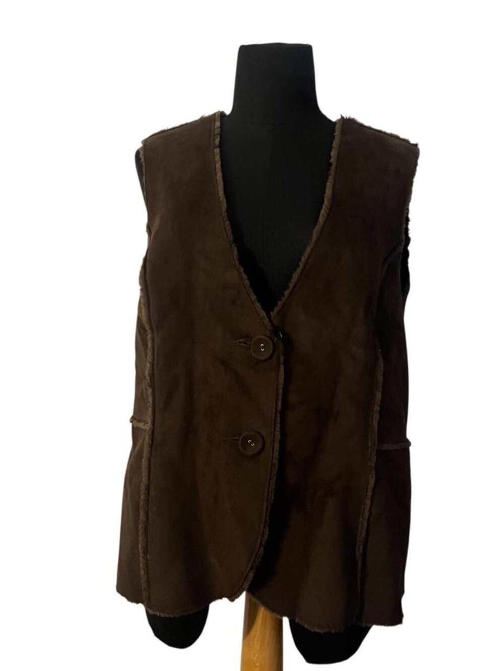 Brown fur suede vest